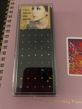 Surgical Steel Nose Stud Set with Multicolor Gems - 316L